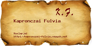 Kapronczai Fulvia névjegykártya