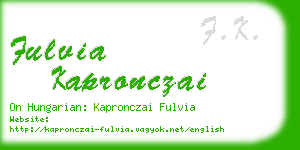 fulvia kapronczai business card